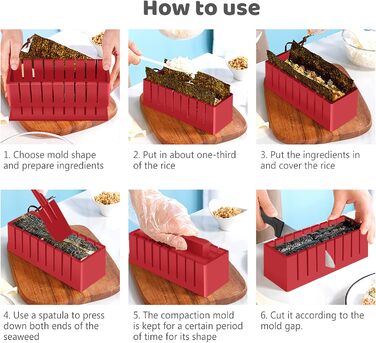 Набір для приготування суші 12 предметів червоний SKYSER