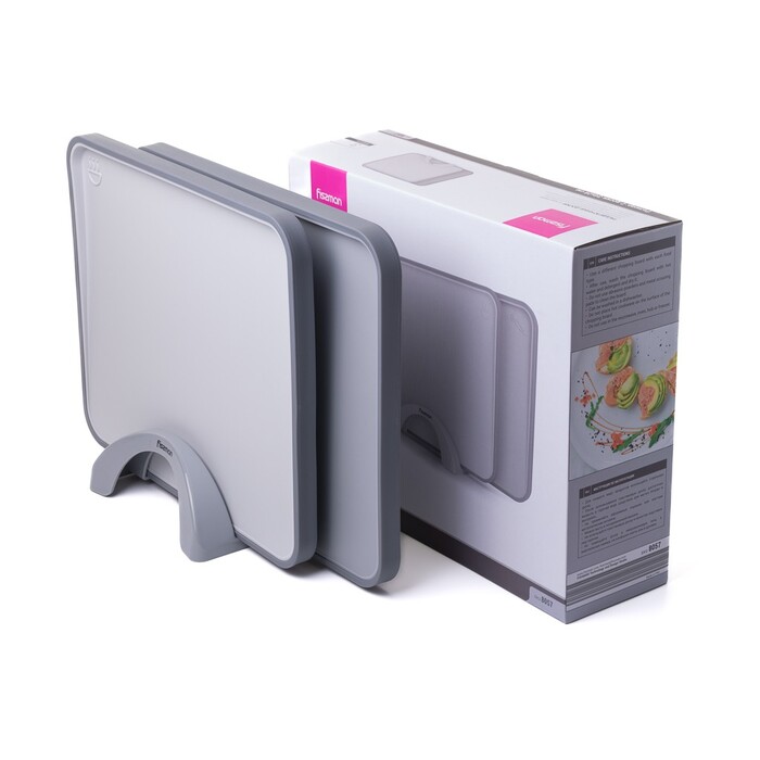 Набір з 2-х обробних дощок Fissman 34х28 см, колір СІРИЙ пластик, ТПР (8057)