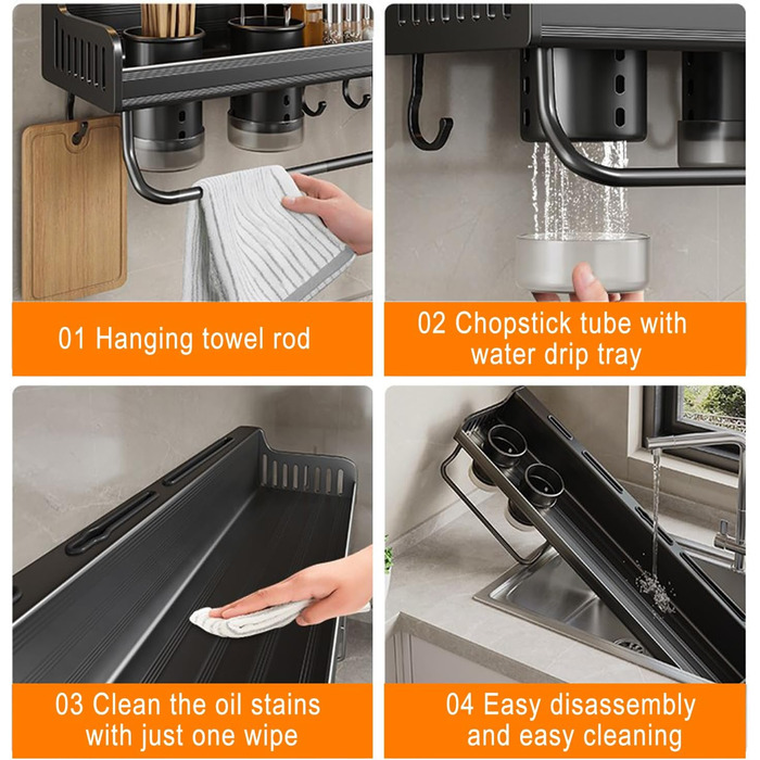 Настінний органайзер для кухонного приладдя 40 см сірий GAROEN