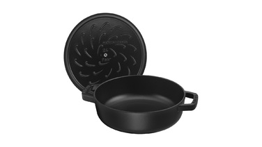 Чугунная жаровня Chistera с крышкой 28 см, черная Staub