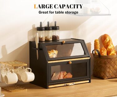 Хлібниця з обробною дошкою з бамбука чорна 39 x 26 x 32,5 см YOUDENOVA