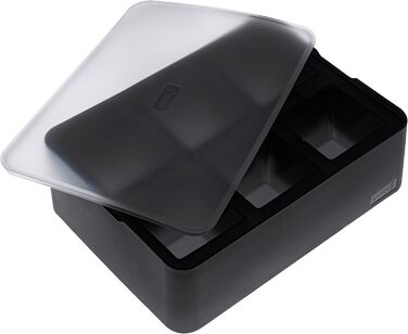 Силіконовий льодогенератор Lurch ICE FORMER преміум-класу з кришкою на 20 кубиків льоду розміром 3 см, чорний, кубик 3 см (куб 5 см)