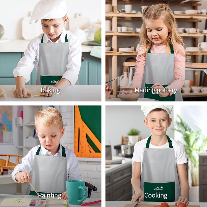 Фартух кухонний для дітей 46 х 60 см зелений Viedouce