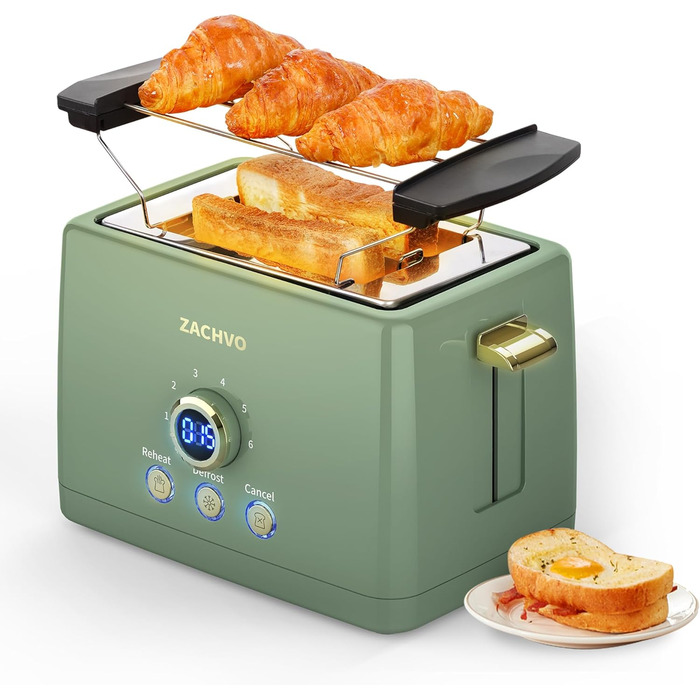 Тостер 850 Вт на 2 скибочки, зелений ZACHVO