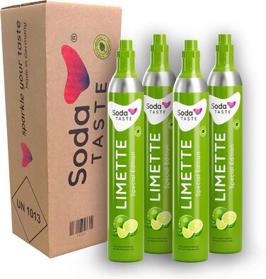 Змінний комплект балонів CO2 SodaTASTE (4 шт.) для газованої води, до 240 л газованої води (УВАГА потрібно 4 порожні балони) (лайм)