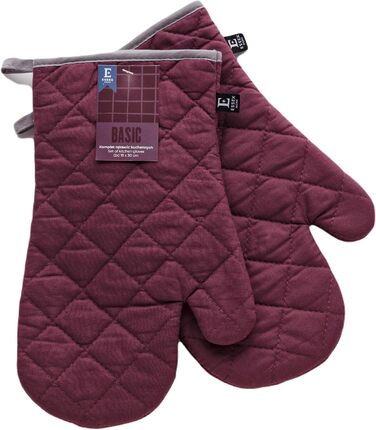 Рукавички для духовки 19 x 30 см, набір 2 предмети, бордовий Basic ESSEX