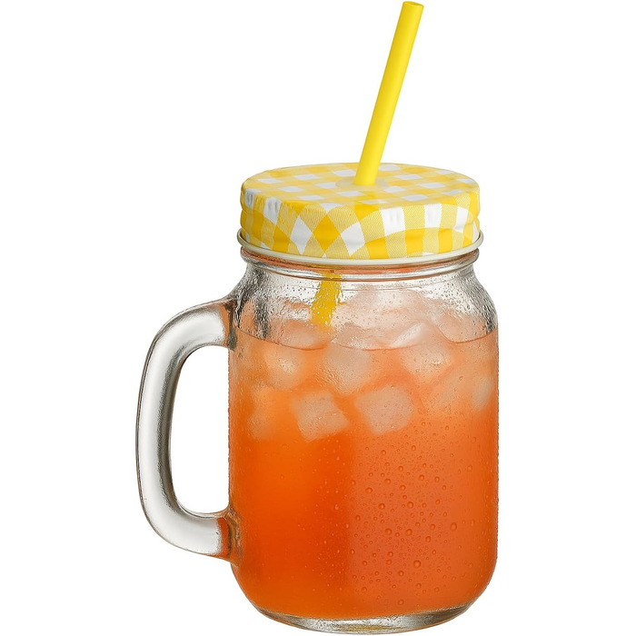 Набор из 12 стаканов для питья с крышкой 450 мл желтый gouveo