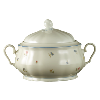 Тарелка десертная глубокая с крышкой 2,15 л Streublume blauer Rand Marie-Luise Seltmann