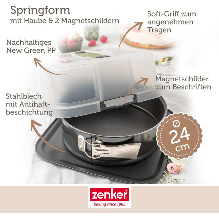 Форма для випічки з відповідною кришкою для прямого транспортування форма для випікання та транспортування (пружинна форма 24 см з кришкою), 24 шт., 8