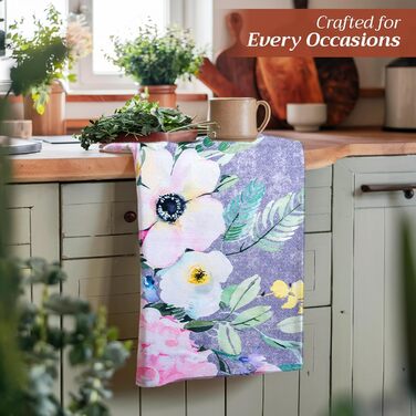 Набір з 3 багатоцільових кухонних рушників Maison d&39 Hermine Rural Christmas, 100 бавовна Барні рушники День подяки/Різдво (50 см x 70 см) (Солодка троянда-лаванда - Пишні лавандові троянди)