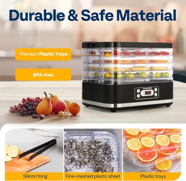 Дегидратор на 5 полок 400 Вт, черный VIVOHOME