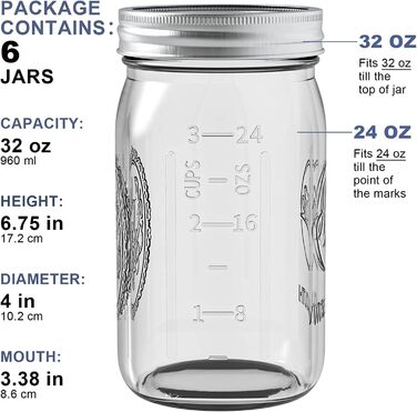 Банки з кришками для консервації 960 мл Tebery