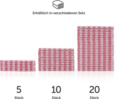 Бавовняні кухонні рушники Blumtal 50x70 см. Набір із 5 шт. - Кухонні рушники, сертифіковані Oeko-TEX - Надзвичайно вбираючі кухонні рушники - Можна прати до 95 C - Біла клітка (5 шт., червоні)