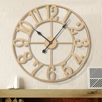 Великі круглі металеві безшумні настінні часи у вінтажному стилі 80 см HAITANG