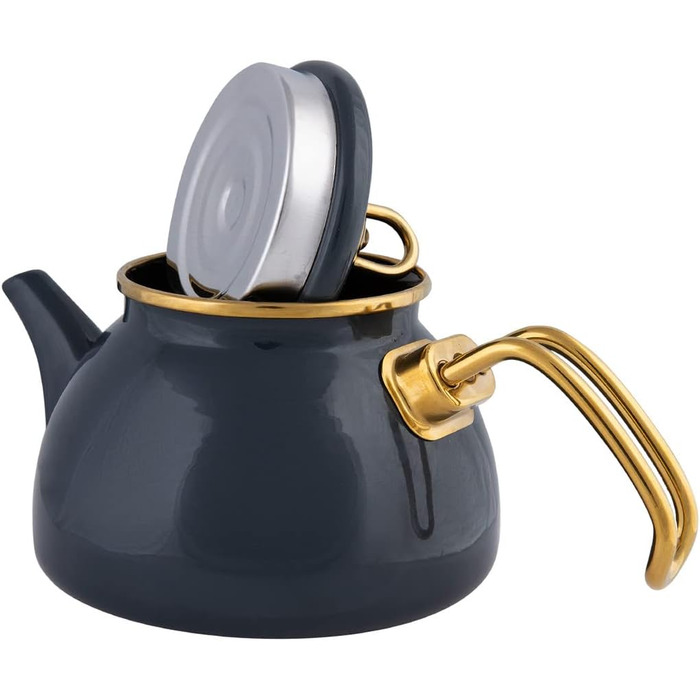 Набір емальованих чайників Karaca Retro, турецький набір чайників, чайник, індукційний сейф, 2,3 літра (темний антрацит)