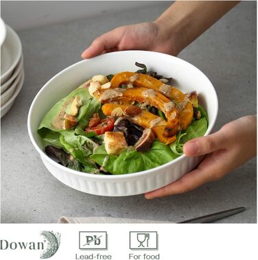 Набір сковорідок для кіша з 2-8-дюймової керамічної форми для пирога для випічки, порцелянова форма для торта Глибоке блюдо для пирога, піци, кіша без скоринки, курячий горщик, кругла форма для подачі макаронів Придатна для мікрохвильової печі, біла