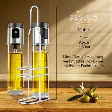 Набір з 2 розпилювачів олії та оцту 80 мл з тримачем SESATO