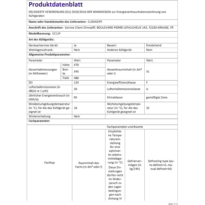 Винний холодильник до 12 пляшок чорний CLIMADIFF