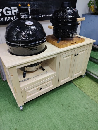 Стіл для гриля 147 х 72 х 83 см, дерев'яний з нішами GRILLI