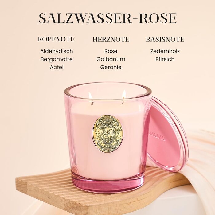 Ароматна свічка M&SENSE &quotЛісова хатина&quot, ароматичні свічки у склянці, натуральна соєва свічка, час горіння 55 годин, подарункові свічки для жінок та чоловіків, подарункова свічка (солона троянда, 560 г)