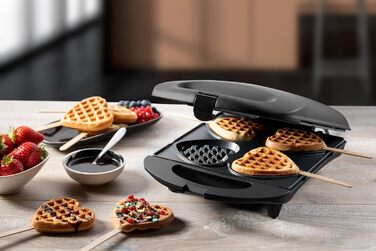 Вафельниця для вафель у формі серця на паличці 780 Вт, чорний Bestron