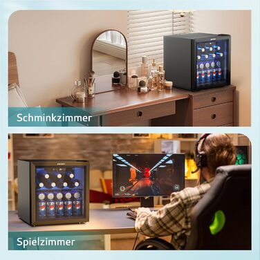 Міні-холодильник зі скляними дверцятами 37 л чорний EUHOMY