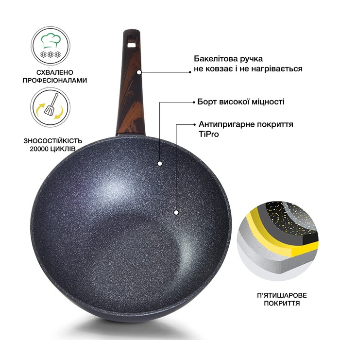 Сковорідка ВОК Fissman CAPELLA 30x8,5 см / 4,3 л з кришкою (14957)