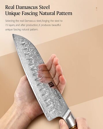 Нож сантоку 18,2 см, дамасская сталь Lan XINZUO