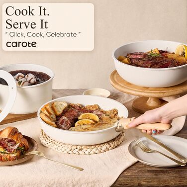 Набір кухонного посуду з 25 предметів, кремовий CAROTE