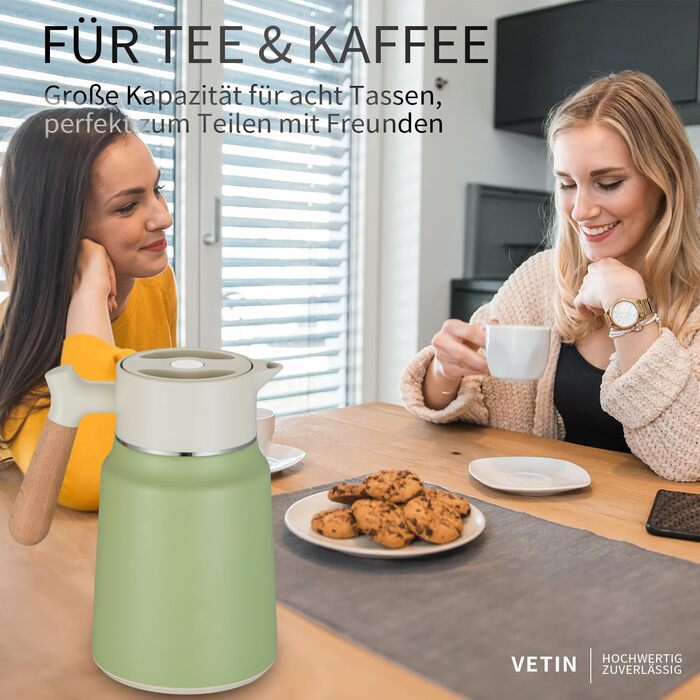 Термос-кавник 1,5 л нержавіюча сталь, зелений VETIN