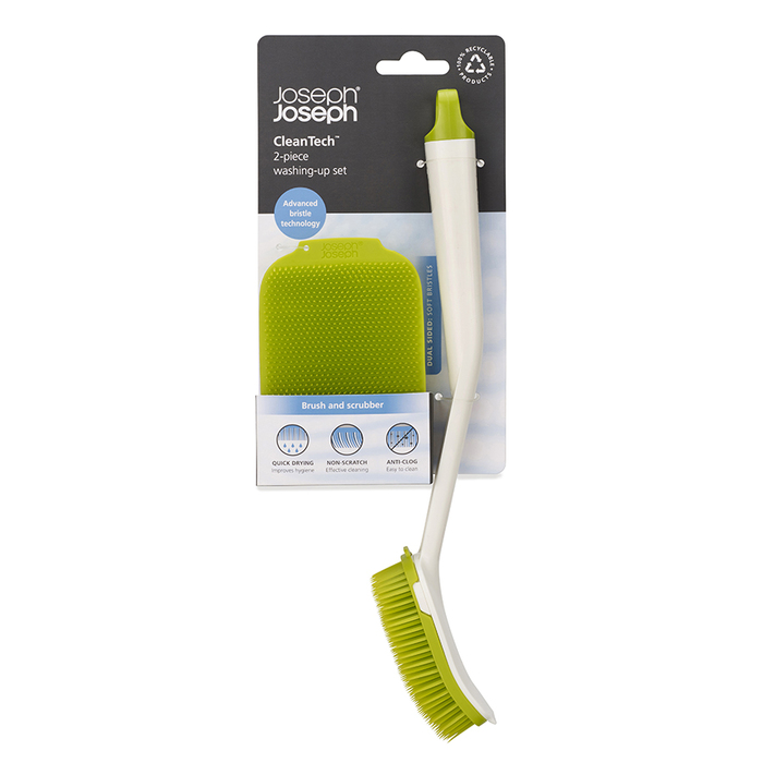 Щітка з ручкою і скрубер, 2 предмета, білий / зелений CleanTech Joseph Joseph