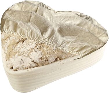 Кошик для вистоювання Westmark, для тіста для хліба 1500-2000 г, овальний, довжина приблизно 40 см, ротангова тростина, світло-бежева, 32022270 (набір з 2 шт. - декор, форма серця)