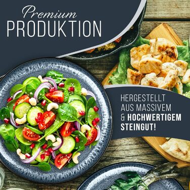 Набір посуду з керамограніту на 6 персон, 24 предмети, чорний/димчасто-синій Ibiza Pure Living