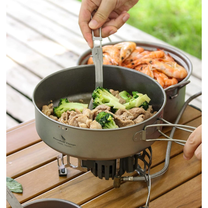 Портативний набір для пікніка 1.8 л. парова каструля та 1 л. каструля iBasingo