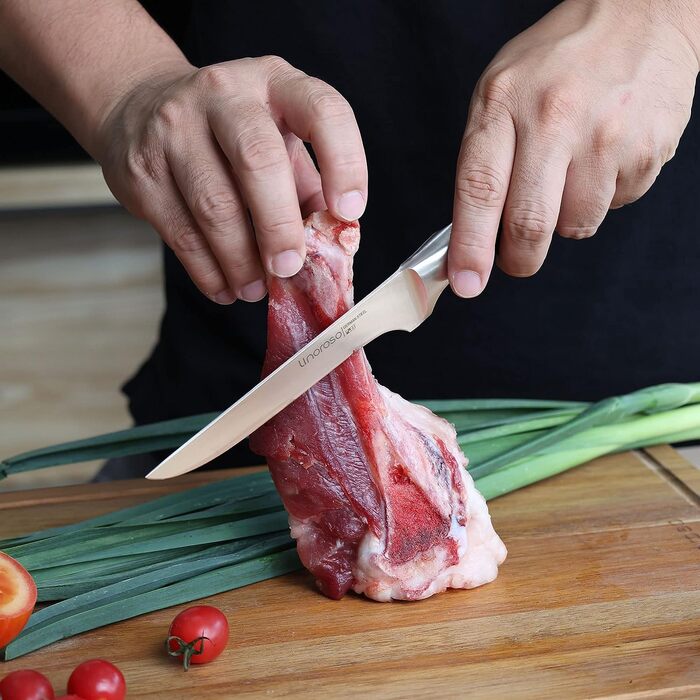 Ніж для чищення овочів linoroso 9 см Ніж для чищення овочів Гострі ножі для фруктів Кухонні ножі Маленькі кухонні ножі Німецькі поковки з вуглецевої сталі Ергономічна ручка з елегантною подарунковою коробкою - Classic Series (5.7-дюймовий обвалочний ніж)