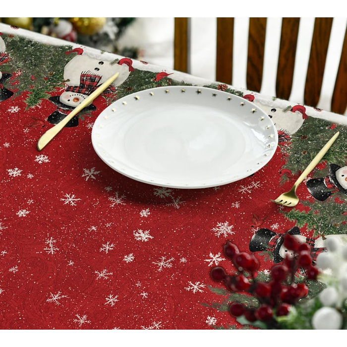 Модна червона різдвяна скатертина у формі сніговиків 100 x 100 см, червона Artoid Mode
