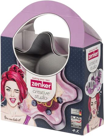 Творча студія Zenker Z7480 Ø 26 см, форма для випічки з плоским дном, кругла форма для торта з антипригарним покриттям, креативна випічка (колір рожевий, сріблястий), кількість (форми для випічки)