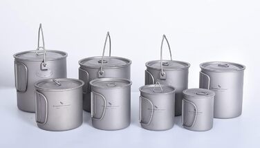 Кемпинговая титановая чашка с крышкой и откидной ручкой для 1 человека 750 мл. iBasingo