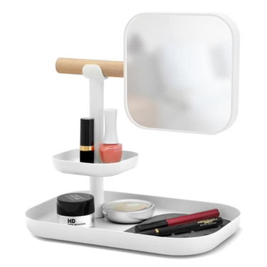 Організатор з дзеркалом 26х18х28 см білий Yana Umbra