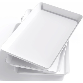 Пластиковий піднос для подачі Lifewit, сервірувальні тарілки для вечірки, багаторазова миска для їжі без бісфенолу А для закусок, їжі, печива, набір із 3 предметів, 36,7 x 24 см