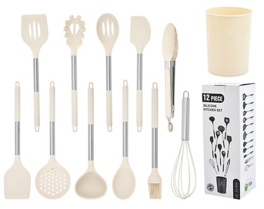 Силіконовий набір кухонного приладдя, 12 предметів, бежевий D L D