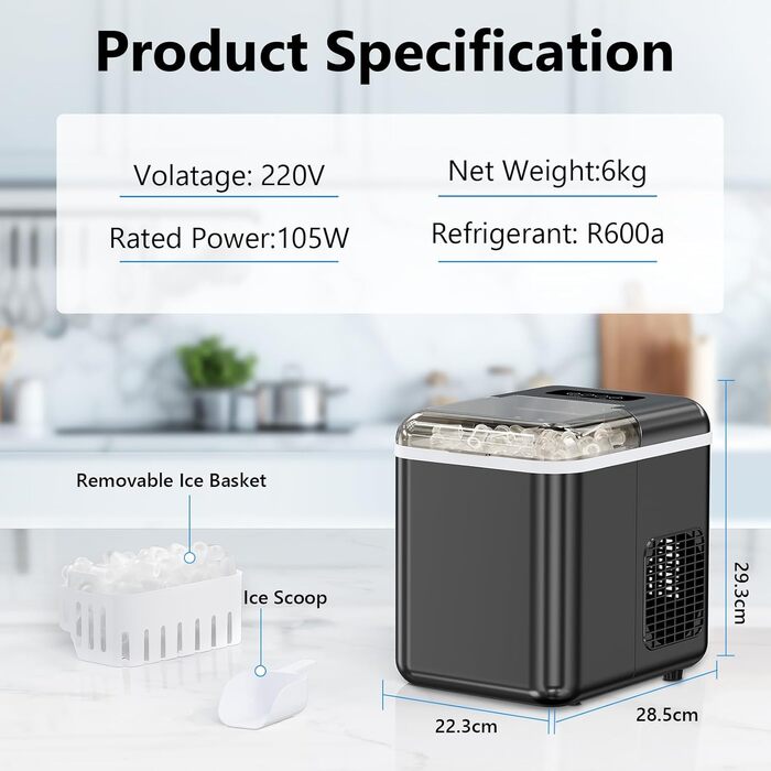 Маленький льодогенератор 1,3 л 105 Вт Eicnr