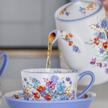 Чайник заварювальний London Pottery VISCRI MEADOW, кераміка, слонова кістка/васильковий синій, 900 мл