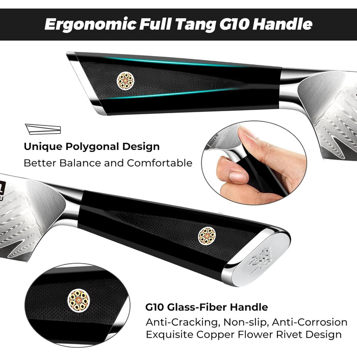 Кухарський ніж 21 см, дамаська сталь GYO SHAN ZU