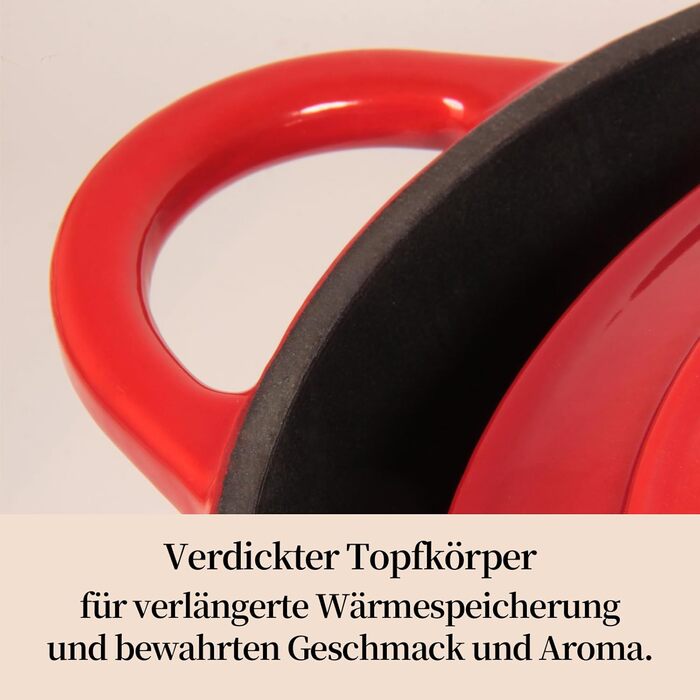 Чавунна форма для запікання 24 см, емальована з кришкою, включаючи 1 пару силіконових рукавиць Nilpferd