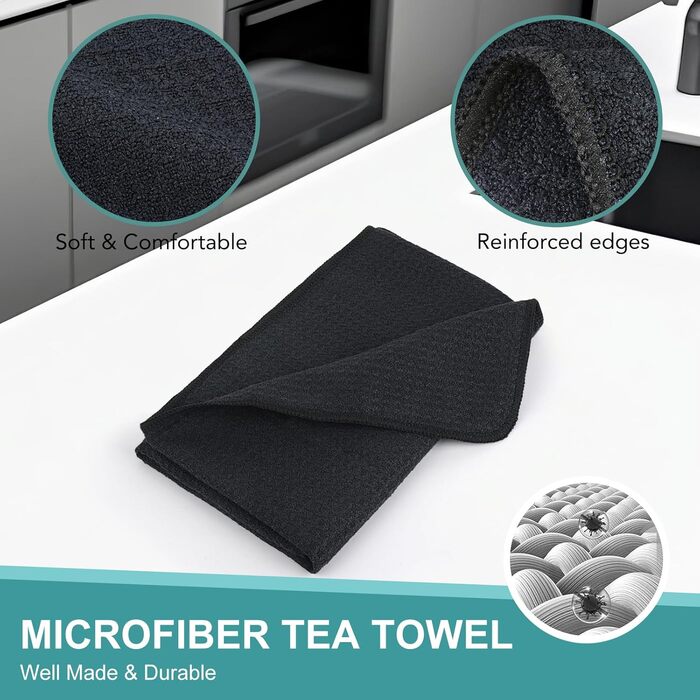 Кухонні рушники VIVOTE, рушники для гостей, подарункові, 40 x 60 см, 2 шт., м&39які кухонні рушники, абсорбуючі рушники (чорні, 40 x 70 см, 2 шт.)