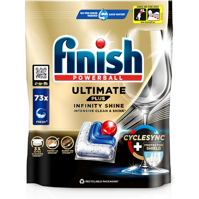 Таблетки для посудомийної машини 73 капсулили Ultimate Plus Infinity Shine Finish