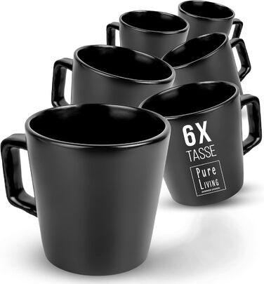 Набор чашек для кофе 290 мл, 6 предметов, черный Manhattan Pure Living