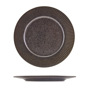 Тарілка 26 см, Terra Porcelain Black Fluted, GenWare
