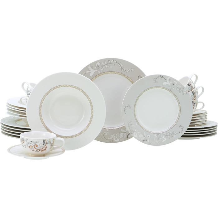 Набор посуду на 6 персон, 30 предметів, білий Palacio Creatable